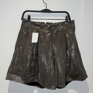 NWT Gold Flare Mini Skirt